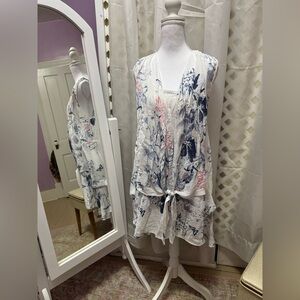 Papillon Blanc Floral Midi Dress - Pink, Blue, White